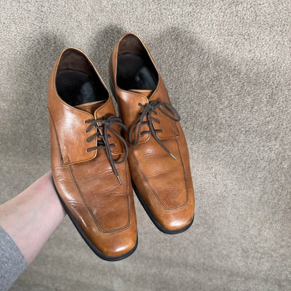 Cole Haan Shoes Mens Size 10.5 Brown Leather‎ Oxford Lace Up Dress Square Toe